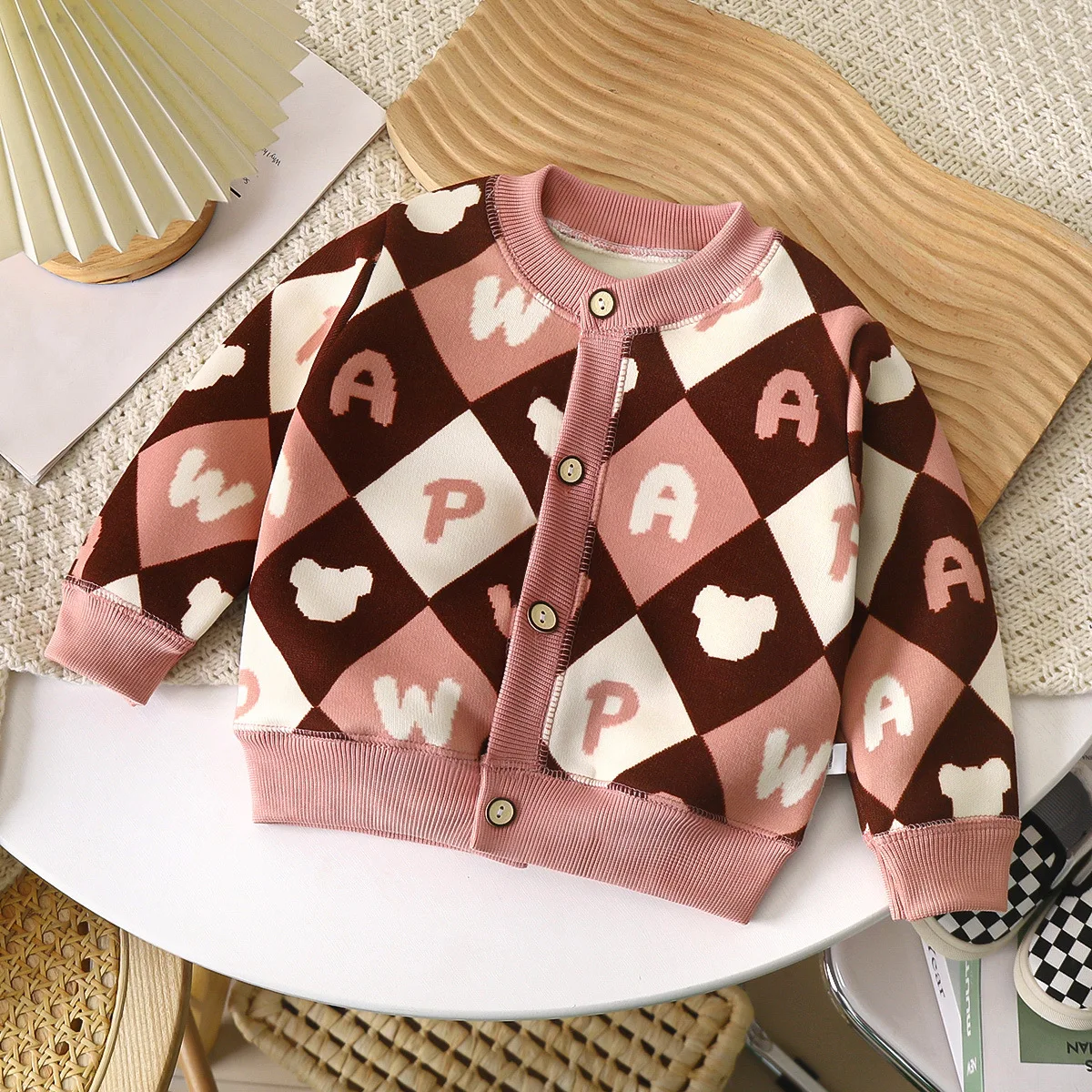 Autumn and winter new children's versatile knitted jacket boys girls baby warm cardigan thickened outer sweater