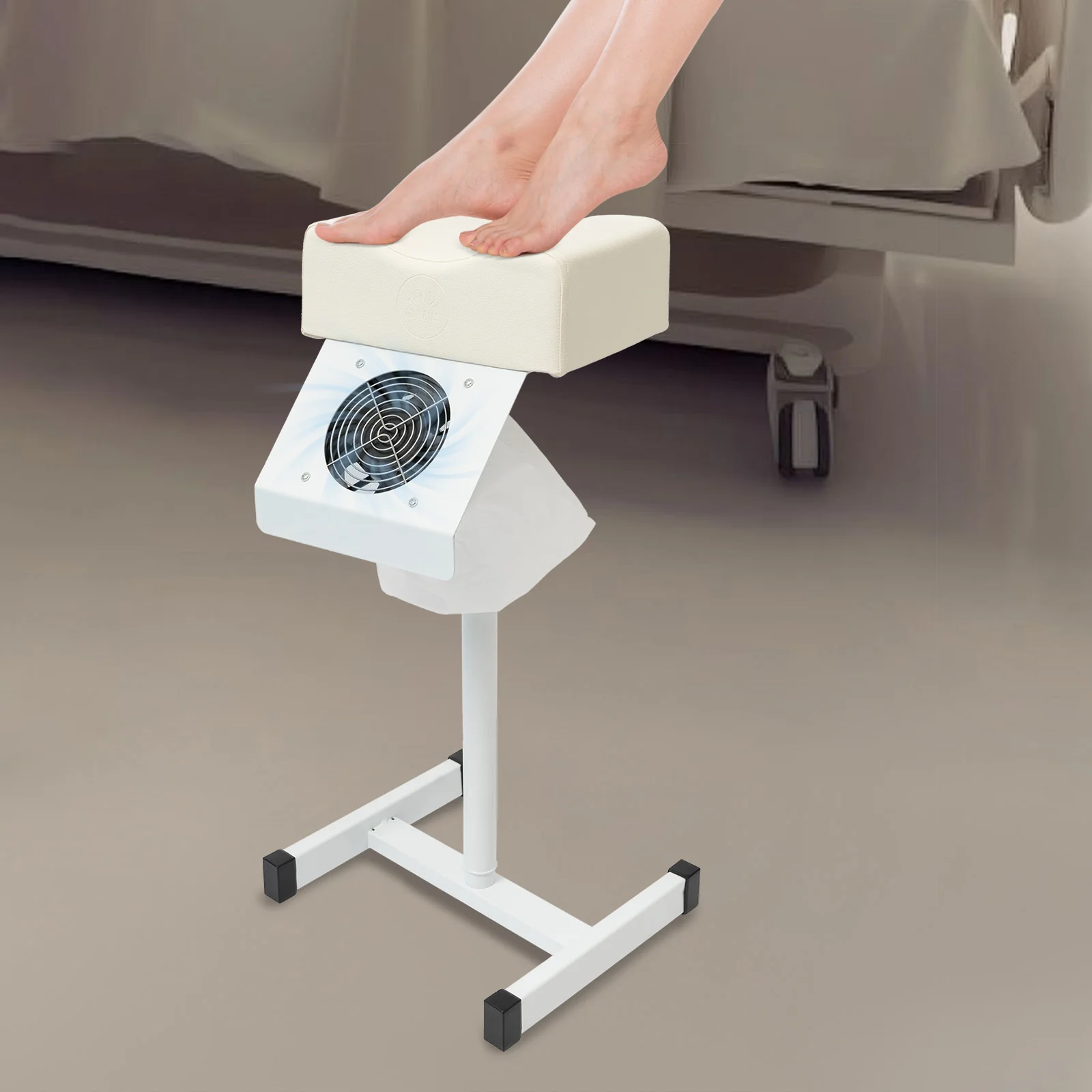 

Professional Pedicure Chair Adjustable Height Manicure Chair H-shaped Base Salon Nail Stand Dust Cleaning Fan White/Black