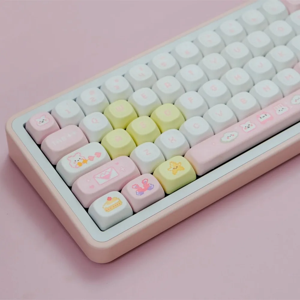 

Pixel Baby Theme Keycap Set 121key PBT Custom Pink Cute Anime Keyboard Cap XOA Profile Gaming KeyCap for Mechanical Keyboard