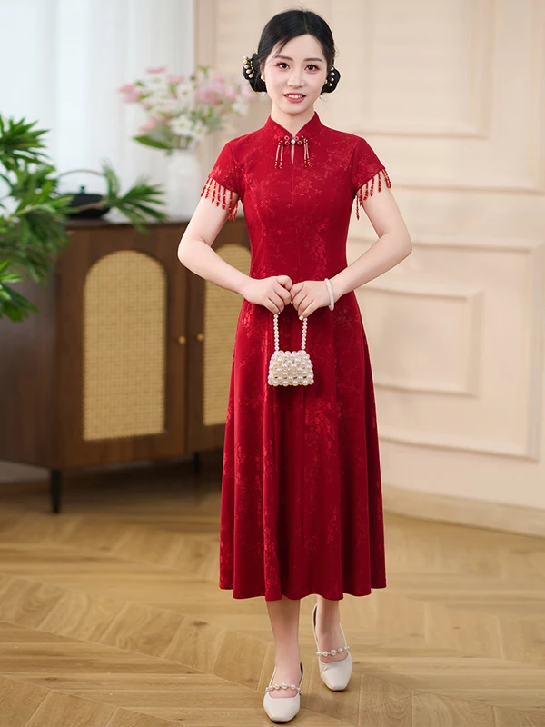 

Red Wedding Dr Women's Sle Breathable Long Skirt ort Sve Chinese Traditional Bridal Gown for Wedding And ...