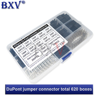 620PCS 2.54mm Dupont Connector , Dupont Cable Jumper Wire Pin Header Housing Kit, Male Crimp Pins+Female Pin Terminal Connector