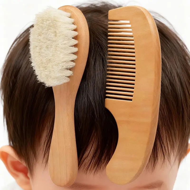 

Шерстяная деревянная щетка для новорожденных, расческа для массажа головы, портативная детская расческа, расческа для ванны, специально для настоящих париков из волос, 1 шт./1 компл.