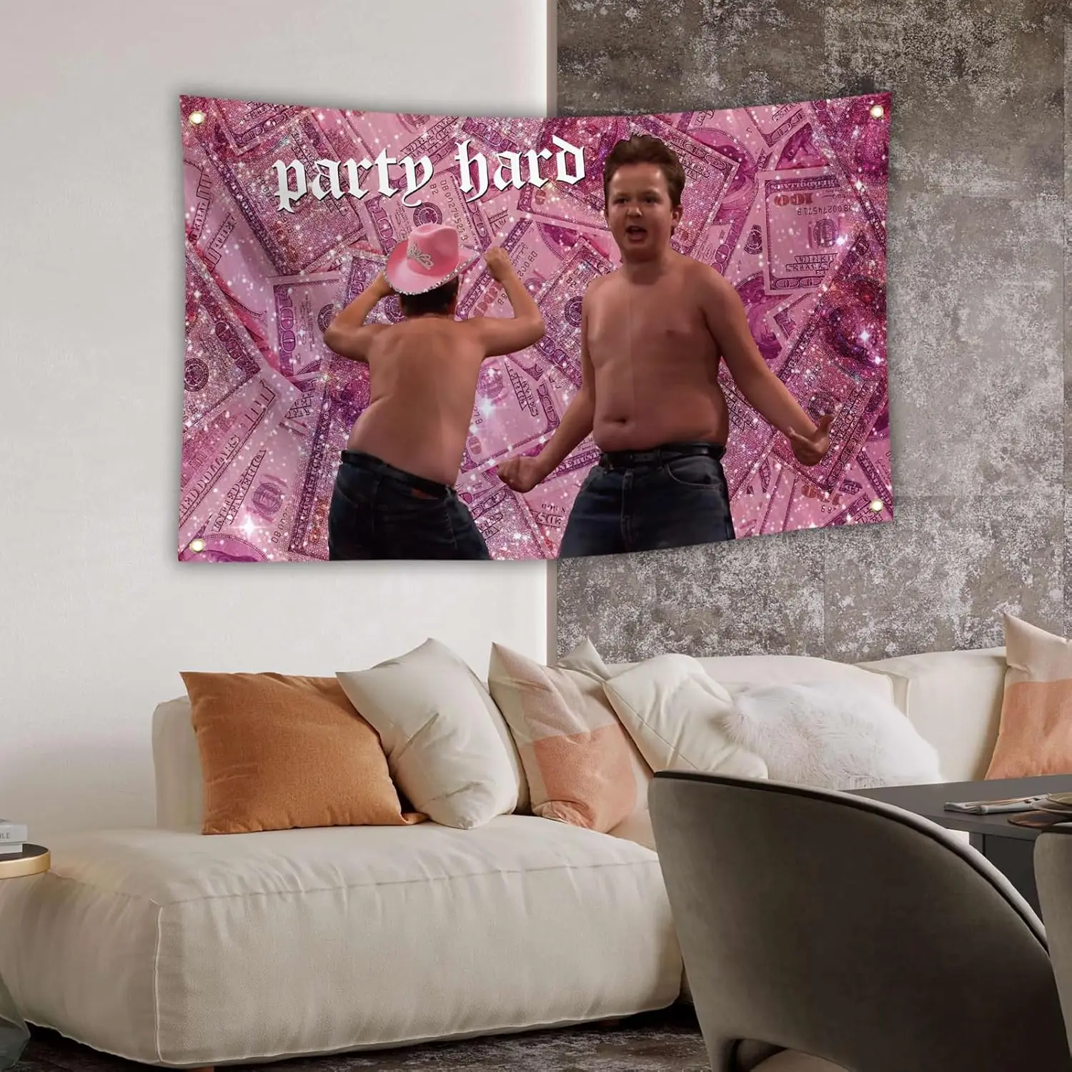 Party hard flag gibby flag, banner, funny poster durable wall flag with  grommeters for university dormitory room decoration