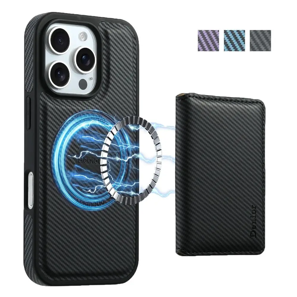 

Кошелек Magsafe, держатель для телефонной карты, текстура из углеродного волокна, безопасная магнитная подставка, противоугонная складная подставка для iPhone 16, 14, 13, 12, ProMax