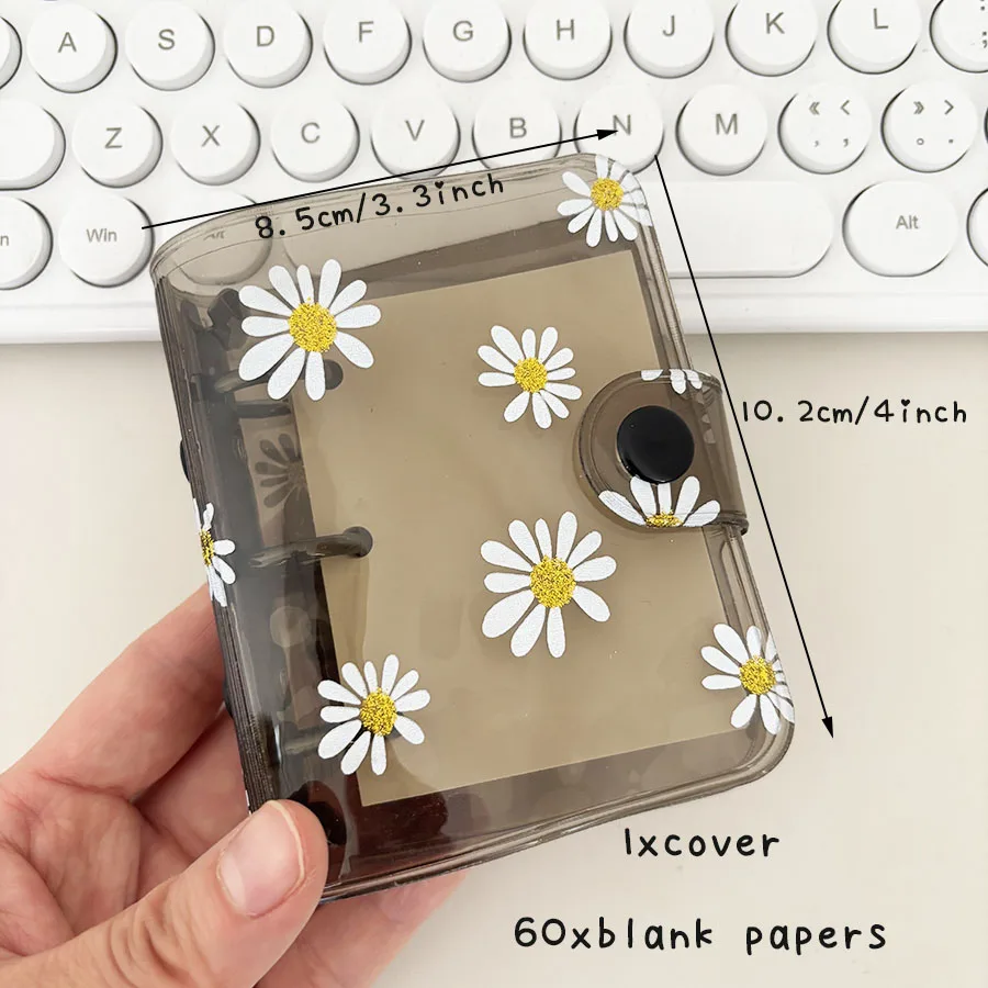 1 Set 3-Loch-Gänseblümchen-Notizbuch, Taschen-Notizblock mit losem Blattring, mit 60 Blatt Gürtel/leeres Papiere, DIY Mini-Junk-Tagebuch-Handbuch – Detail 8