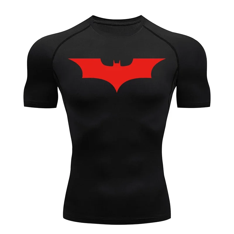 

Men's Bat Print Compression Shirt Summer Short Sleeve Quick Dry Rash Guard Gym Workout Running T-Shirt Athletic Tees Tops