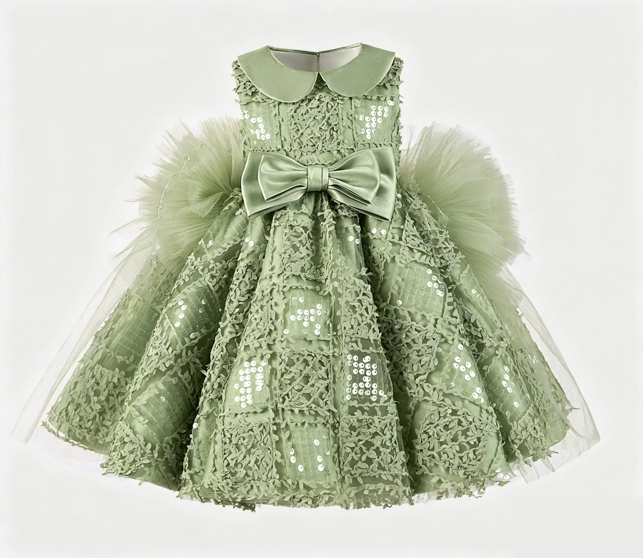 Custom JDY High-end Heavy Industry Bow Sequin Short Flower Girl Dress Wedding Party Gown Birthday Pageant Dress for Kids فساتين