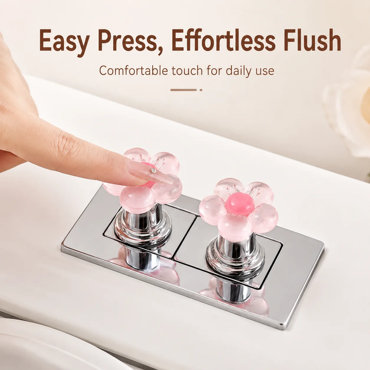 1pc Flower Toilet Flush Button Presser Resin Bathroom Push Cover Cute Toilet Handle Decor Easy Press Toilet Accessory