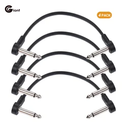 Ggiant AC-8 Guitar Effect Pedal Flat Patch Cables 6 Inch Length with 1/4 Inch Right Angle Connectors Patch Cable Kit 4 Packs