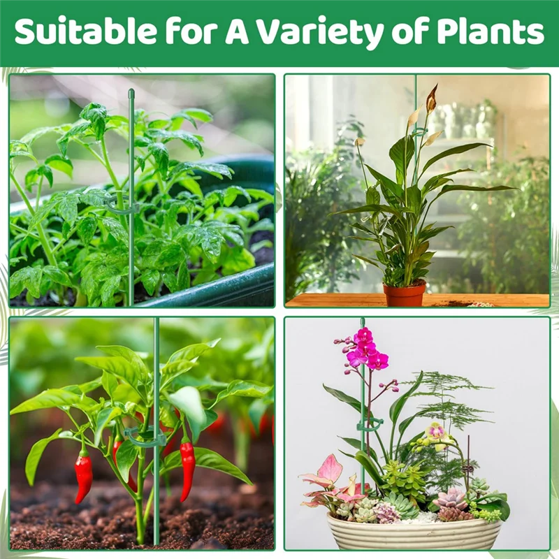 AA05 28 قطعة من أعواد دعم النباتات مع 28 حلقة و14 موصلًا للنباتات بوعاء #2