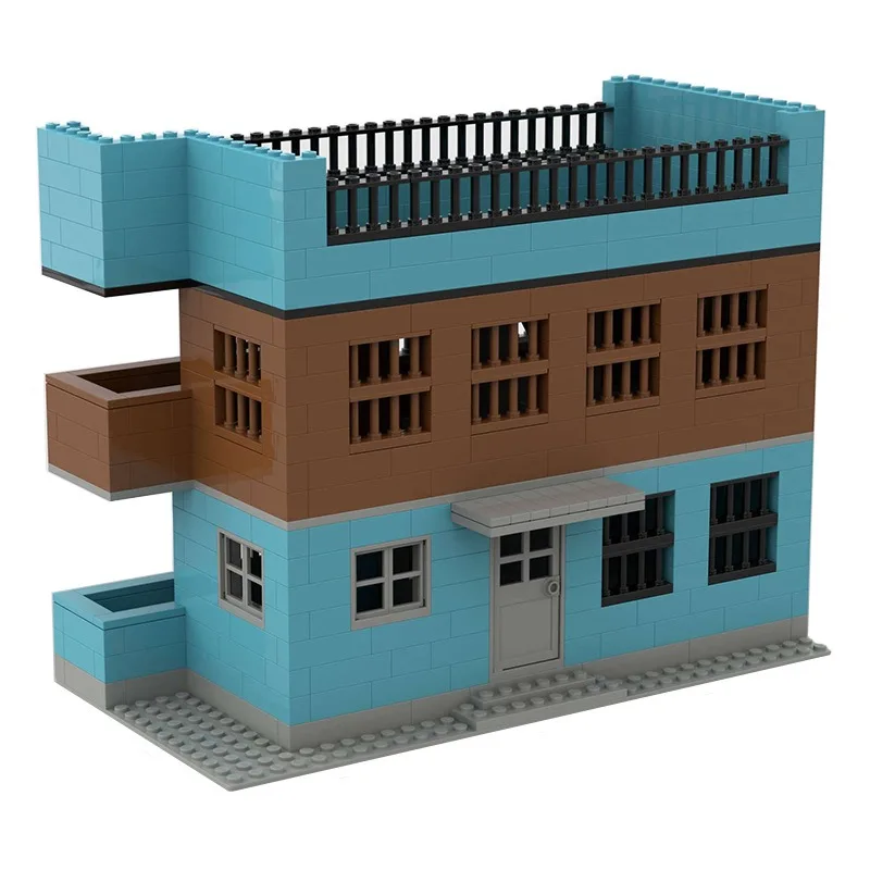 565Pcs Modular House MOC Architecture Building Blocks City Street View Blue Brown Apartment Bricks DIY Educational Construction