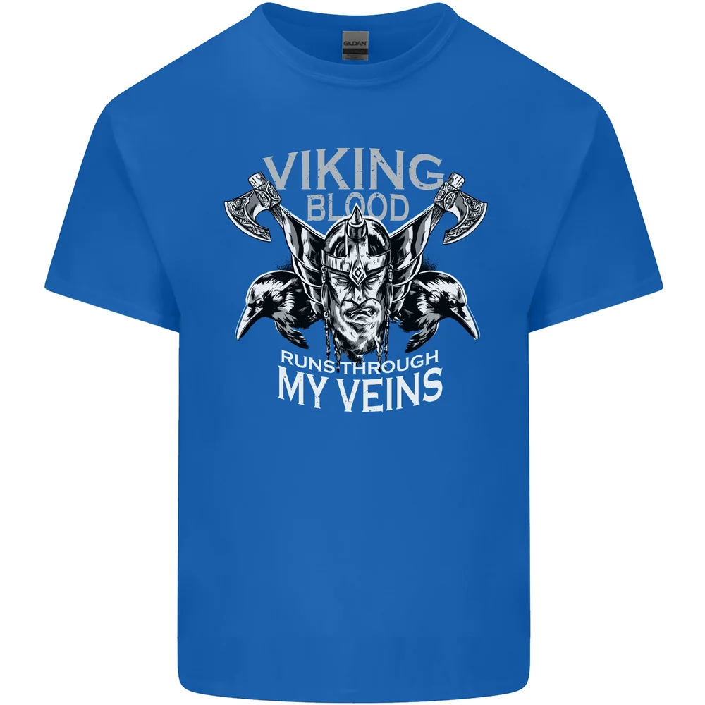 Vi król krew Odin Valhalla mitologia nordycka t-shirt 100% bawełniany z okrągłym dekoltem letni krótki rękaw w męska koszulka rozmiarze S-3XL