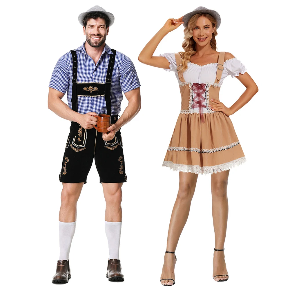 

Couples Oktoberfest Costume Parade Tavern Bartender Waitress Outfit Cosplay Halloween Carnival Fancy Party Dress