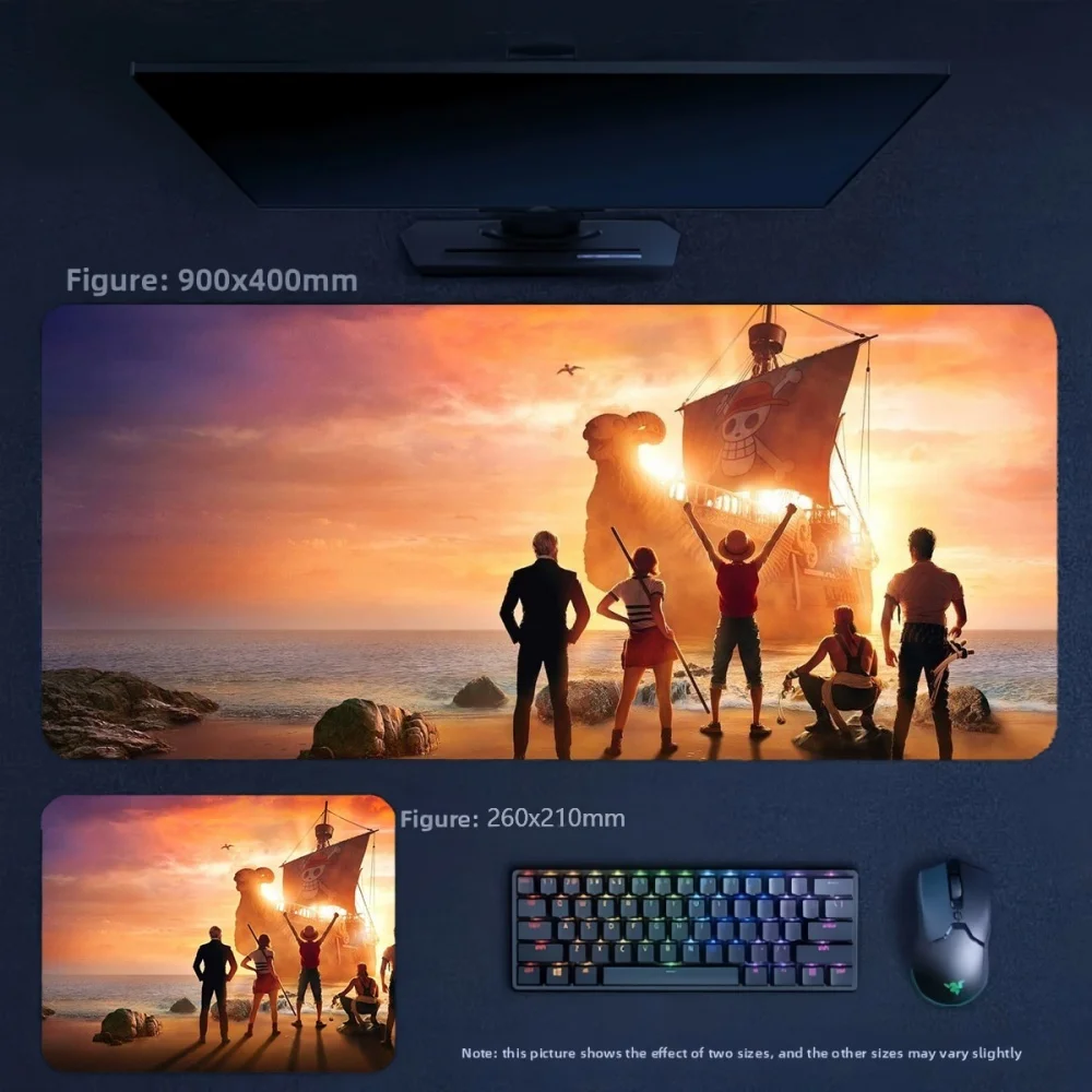High Definition Cartoon Anime ONE PIECE Luffy Zoro Leather Mouse Pad Boys Office High-value Leather Mouse Pad and Keyboard Pad