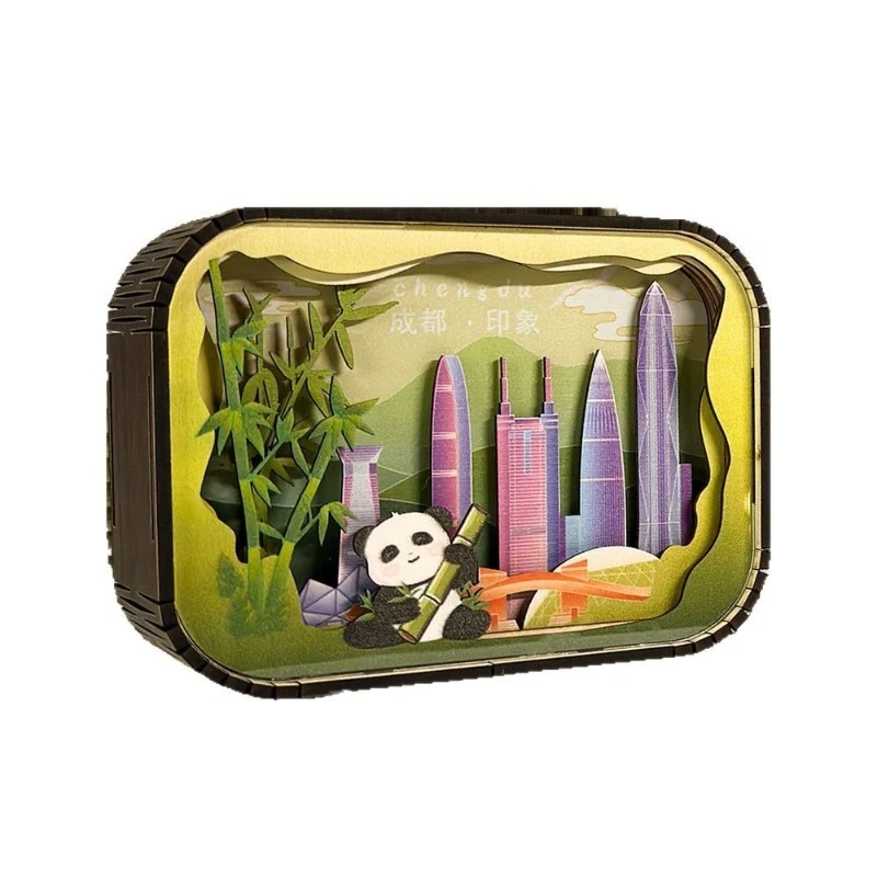 

Color wood carving night light wood culture creative national tide ornament city scenic tourism gift wood art