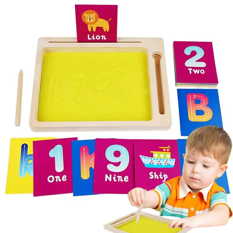 Montessori Sand Tray Sand Writing Alphabet Sensory Toy Montessori Letters Numbers Educational Toys With Alphabet Flashcards For