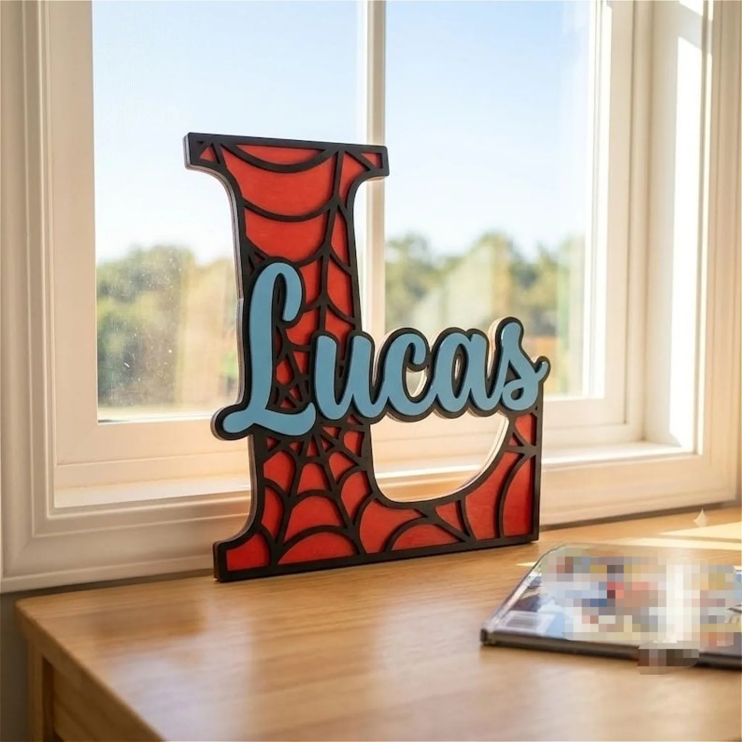 Custom Name Sign, Spider‑Web Design Personalized Name Plaque, Laser Cut Wall Decor, Customized Name Sign for Home Wall Art, Gift