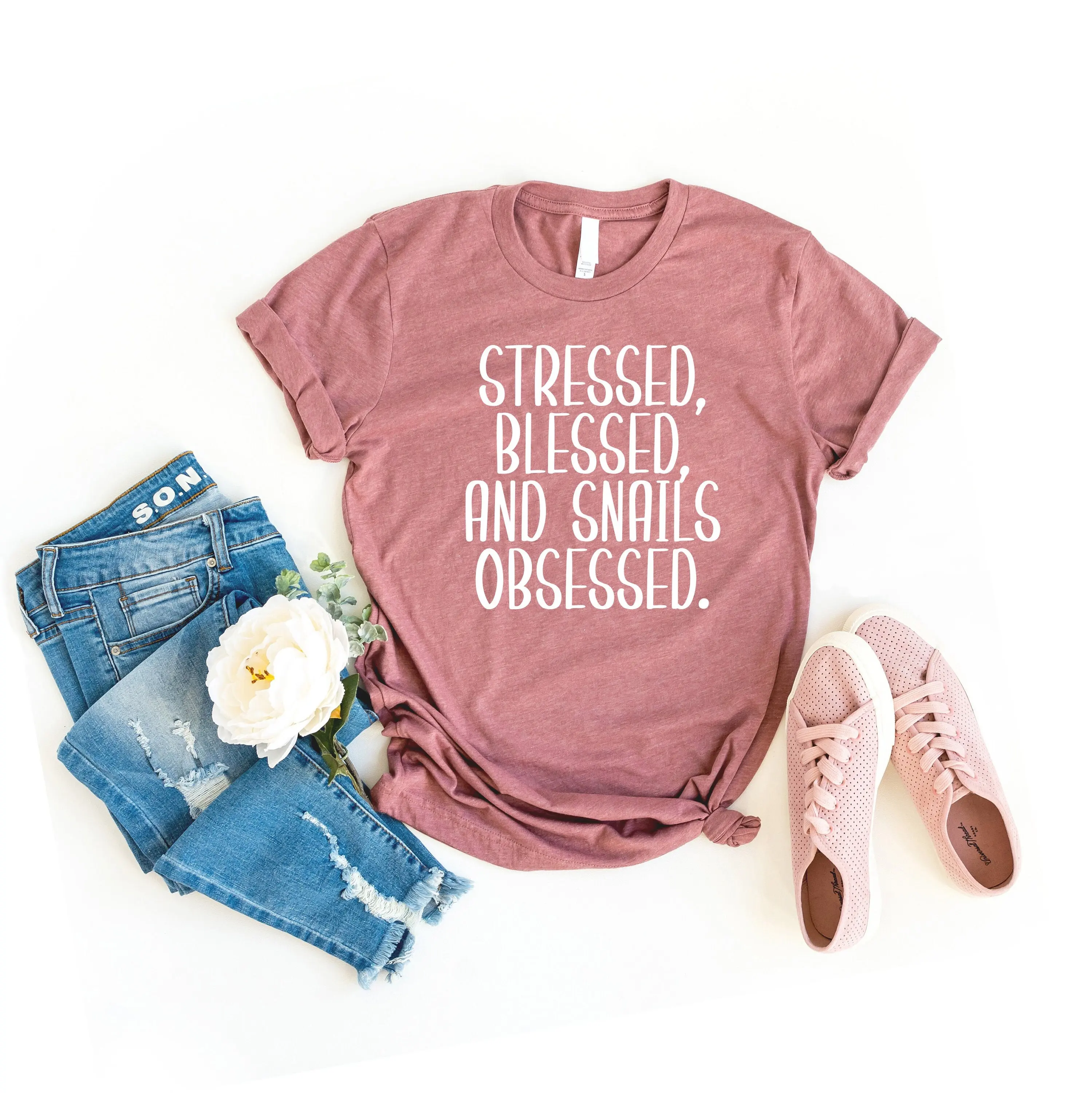 Stressed blessed and snails obsessed shirt snail lover gift T tee