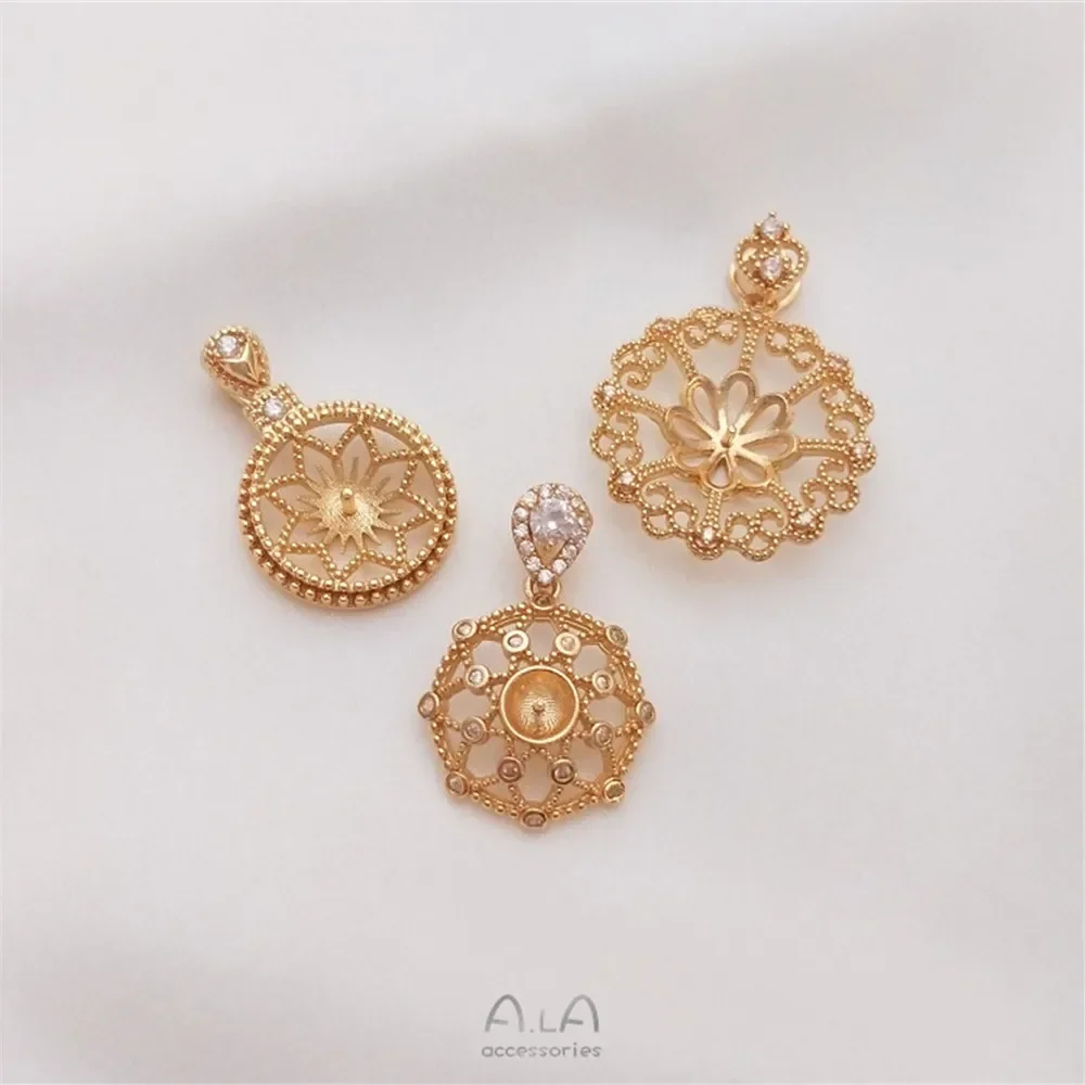 Copper Clad 14K True Gold Open Bend DIY Bracelet Bracelet Rope Sleeve with Hanging Connection Pendant Clasp Accessories C074