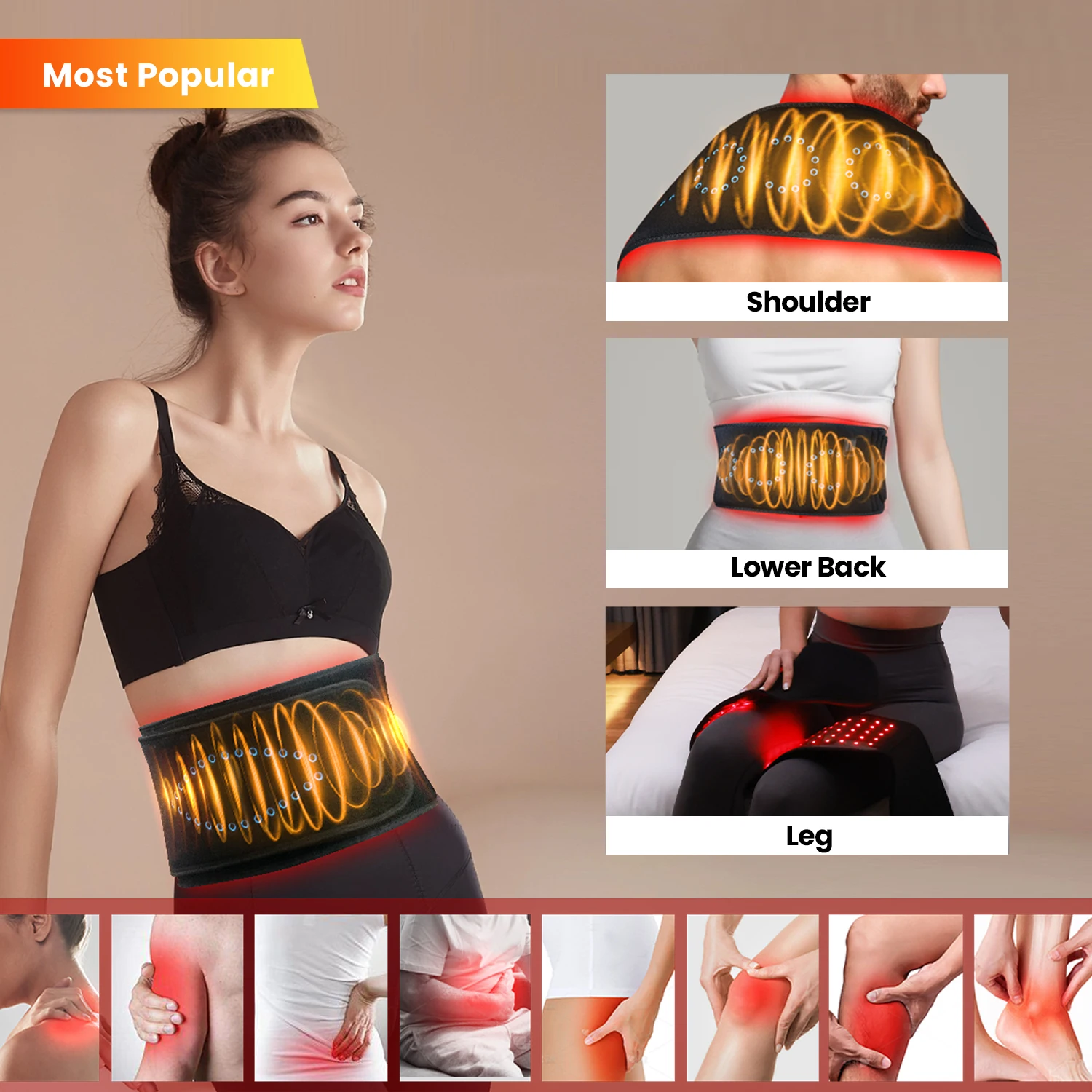 New IDEATHERAPY 630 660 830 850 Quad Chip Belt Led Therapy Red Light Therapy Device Infrared Light Therapy for Home Use