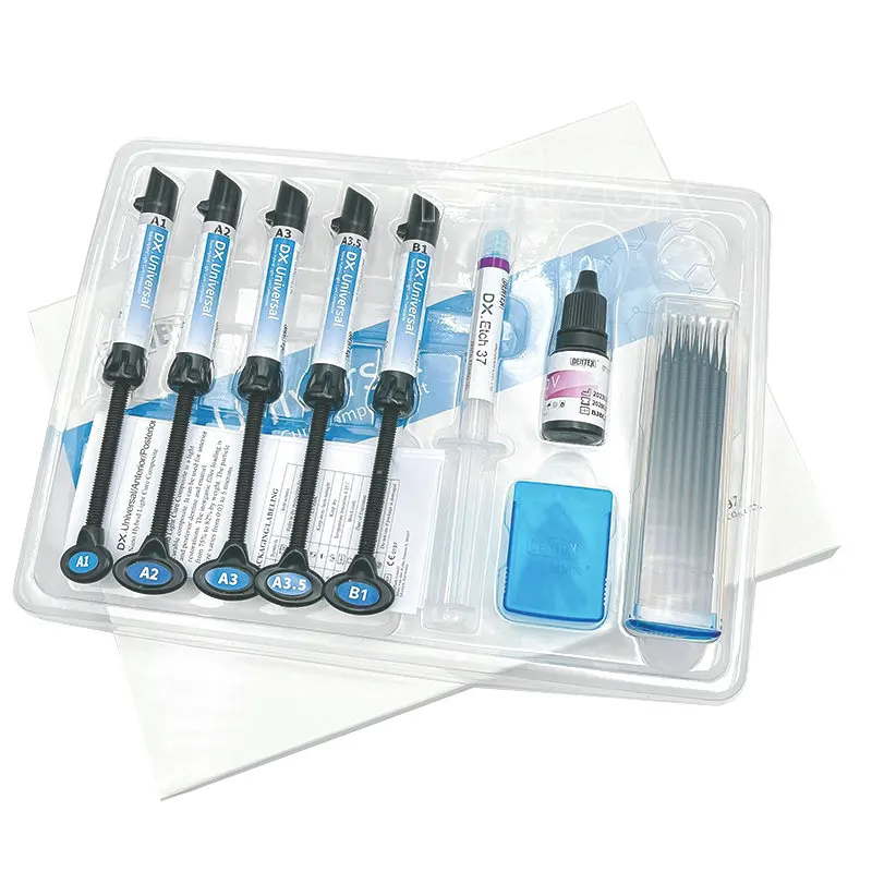 1 Set Dental Universal Light Cure Composite Resin Kit 5ml Primo Bond Adhesive 37% Phosphoric Acid Orthodontic Material