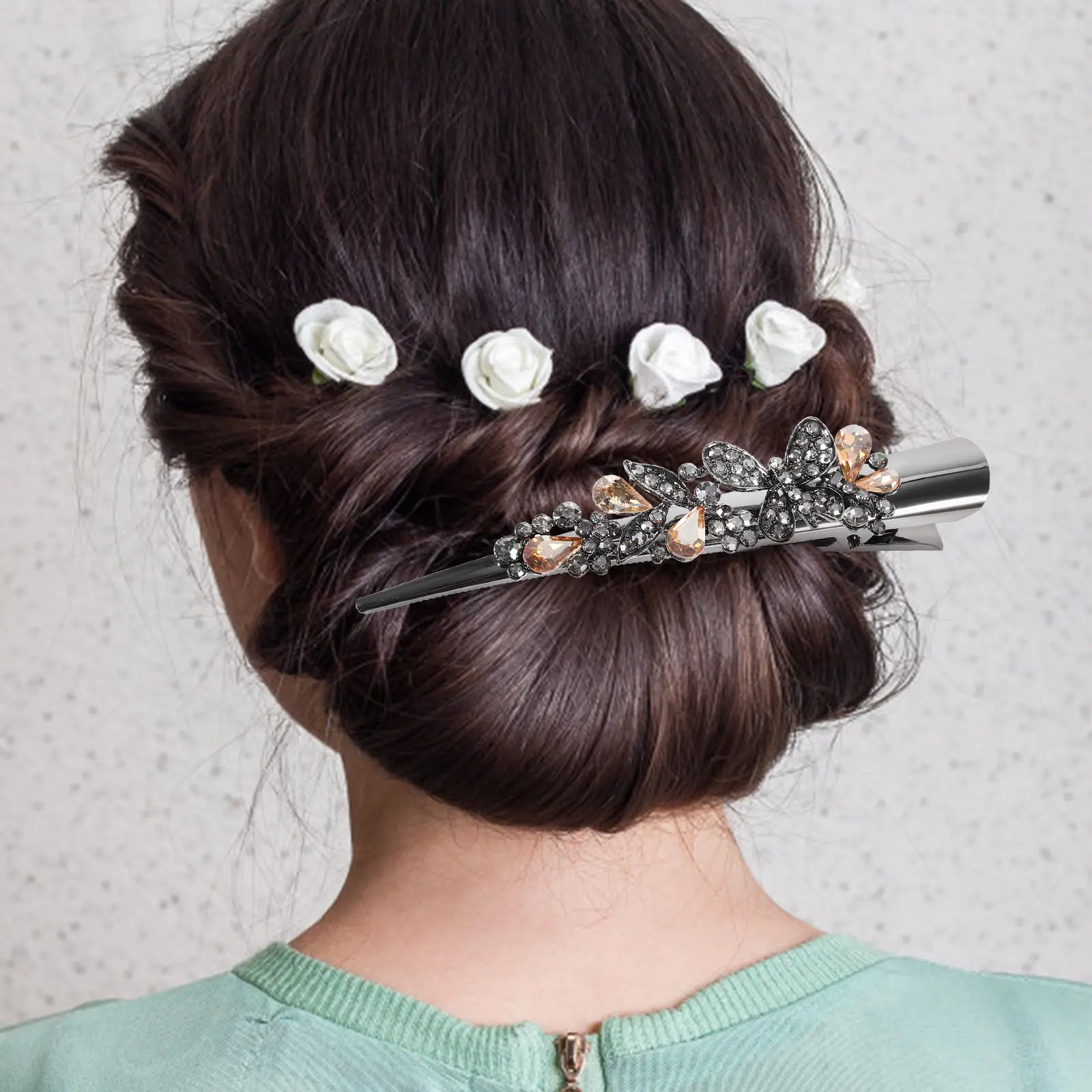 

Большая заколка для волос с крупными стразами, металлическая заколка-крокодил для женщин, блестящая заколка для волос для создания элегантного повседневного образа