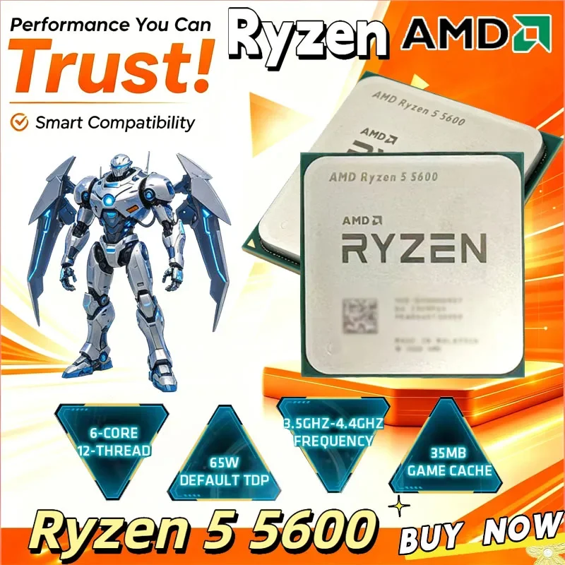 

AMD R5 5600 Processor Ryzen 5 5600 AM4 Socket Desktop CPU 6 Core 12 Thread 3.5GHz Base Frequency Gaming No Original Box