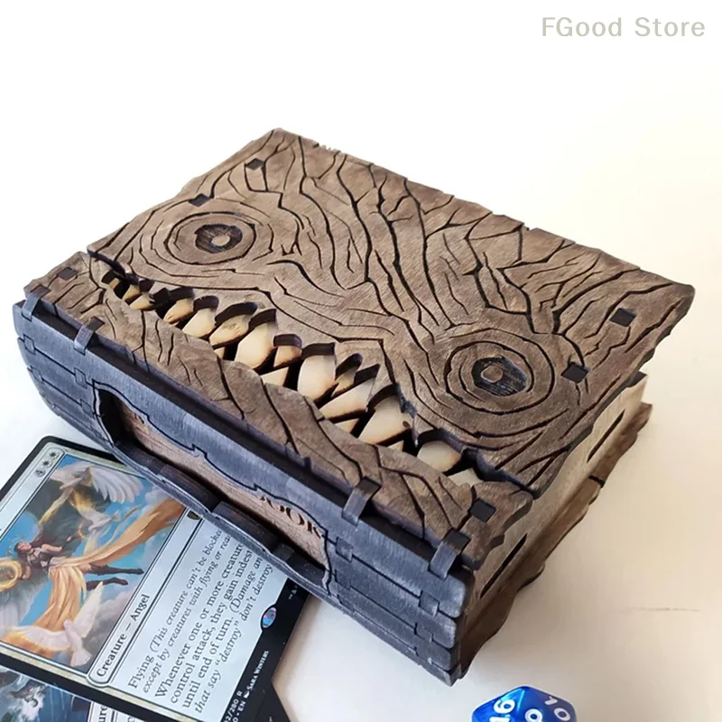 Dungeons And Dragons Monster Book Storage Box, Wooden Storage Box Decoration Decorative Dice Holder, Brown,For The Tabletop Gift