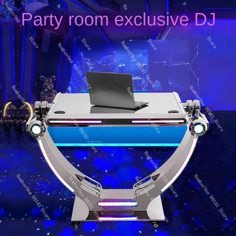 Bar Stainless steel DJ station Internet celebrity party KTV box Luminous disc table Nightclub fine throw removable disc machine