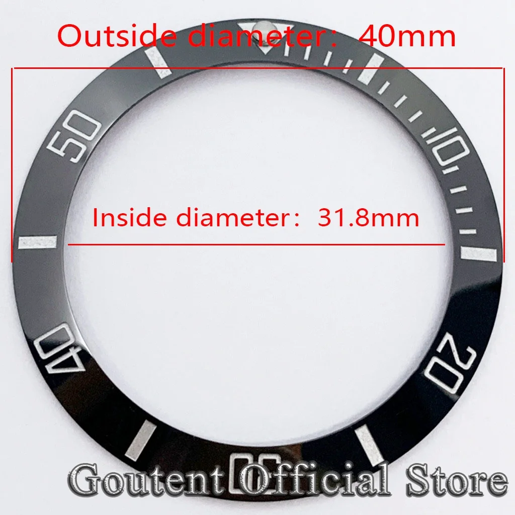 Goutent 40mm*31.8mm Slope Ceramic/Titanium Watch Bezel Insert Ring Watch Bezels Black Red Blue Fit Mens Automatic Watch