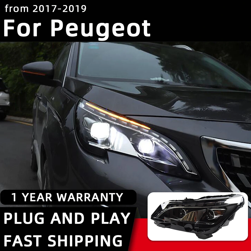 Car Styling Headlights for Peugeot 4008 5008 LED Headlight 2017-2019 Head Lamp DRL Signal Projector Lens Automotive Accessories