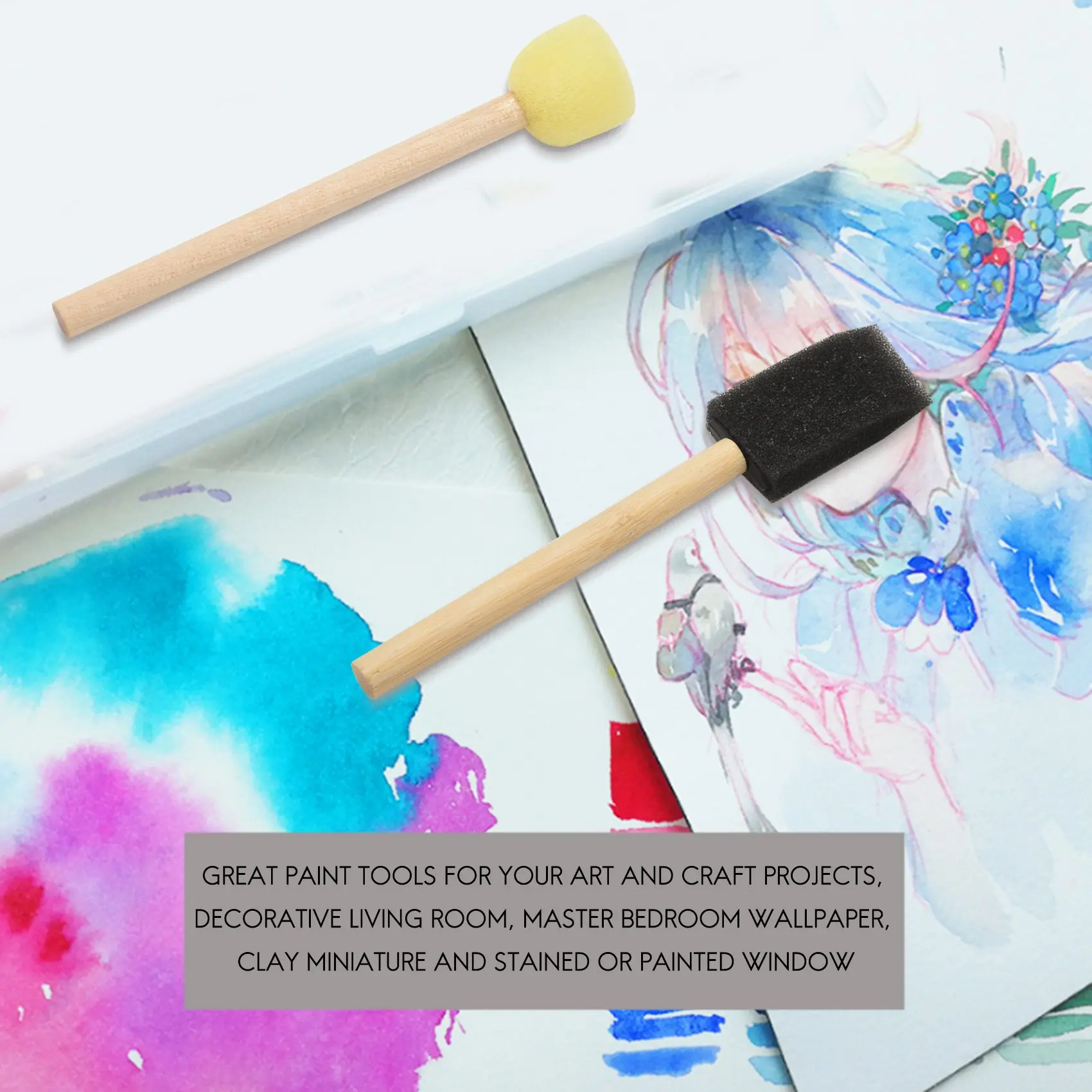 Runde Farbe Schaum Schwamm Pinsel und Größe, Aquarells chwämme zum Malen, Handwerk