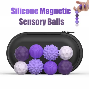Boules sensorielles magnétiques en Silicone, jouet Fidget, b...