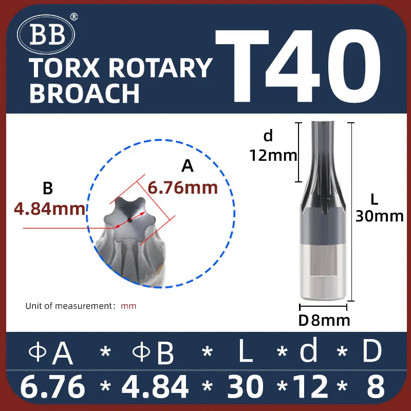 Bb torx rotierende Brosche Sterne Schneidkopf schrauben cnc Stanz werkzeug für Stahl Aluminium Kupfer 8mm