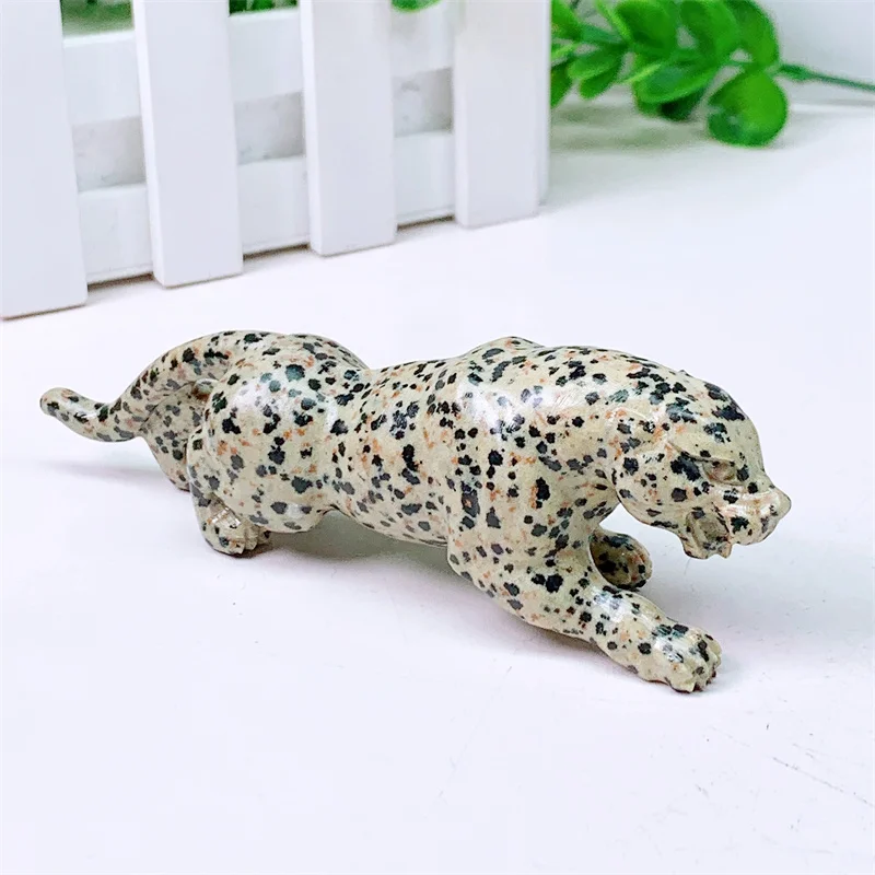 Natural Balmatin Cheetah Carving Animal Figurine, Healing Reiki Gemstone Crafts, Christmas Gift, 1Pc