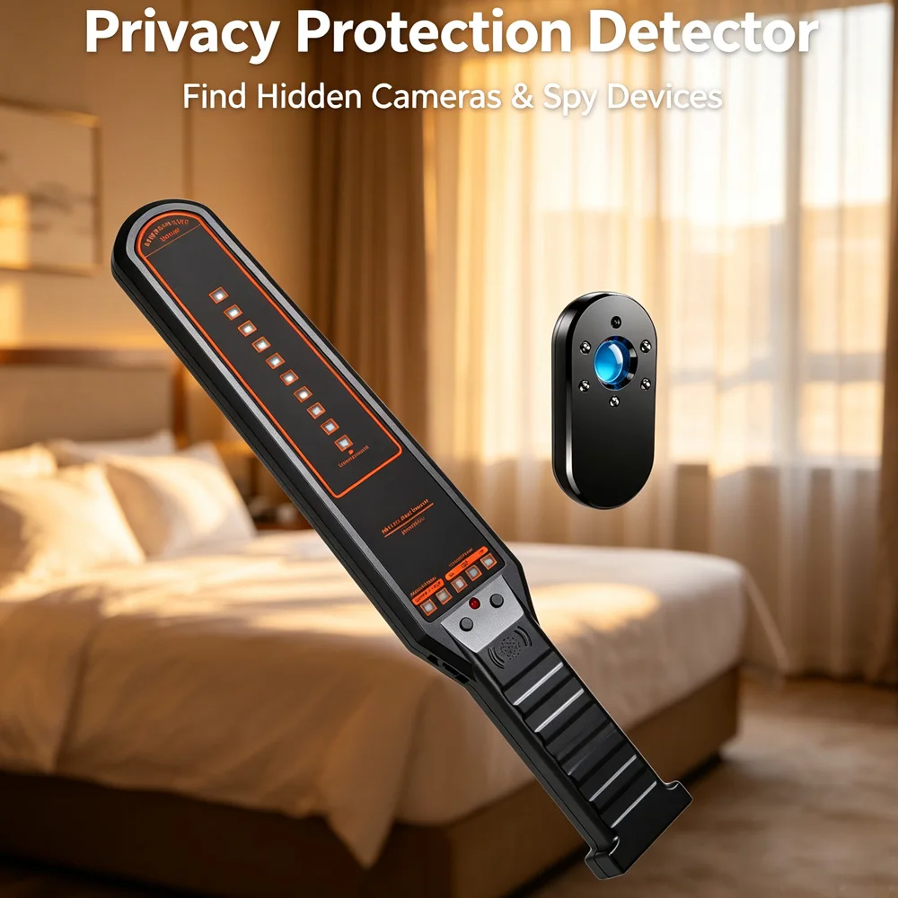 5-in-1 Hidden Camera Detector Anti Spy RF Signal Scanner GPS Tracker Bug Portable Privacy Protector for Hotel Travel Office