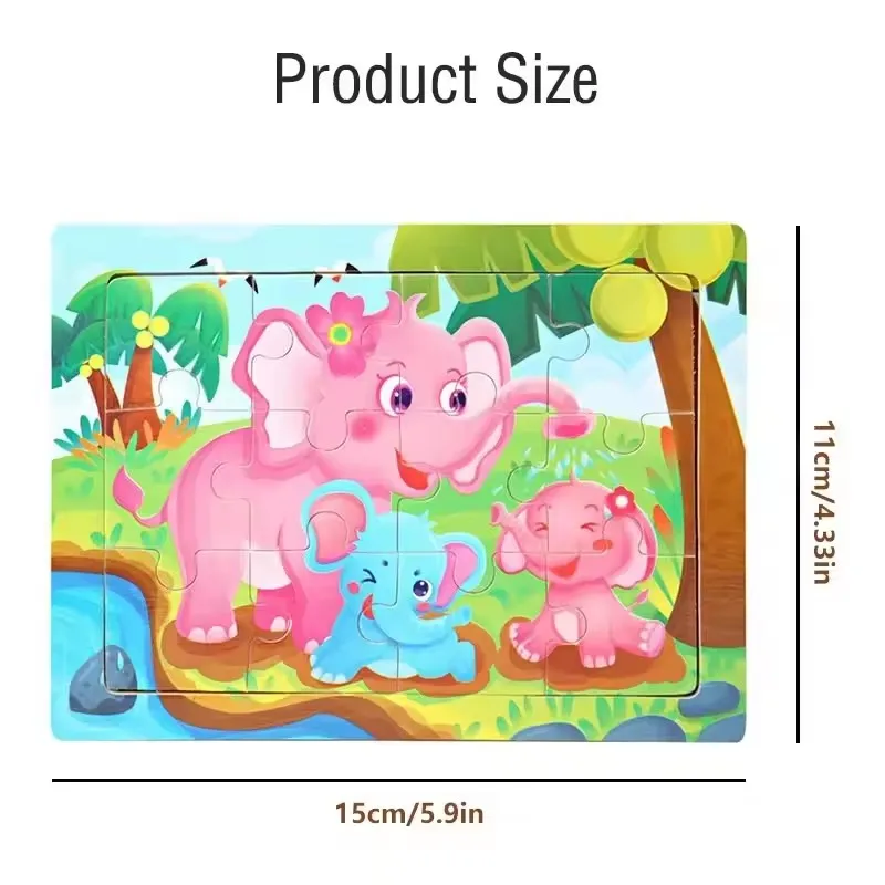 Wooden Jigsaw Puzzle Cartoon Animal Parent-child Theme Puzzles Game Kids Montessori Educational Toys for Children Gifts