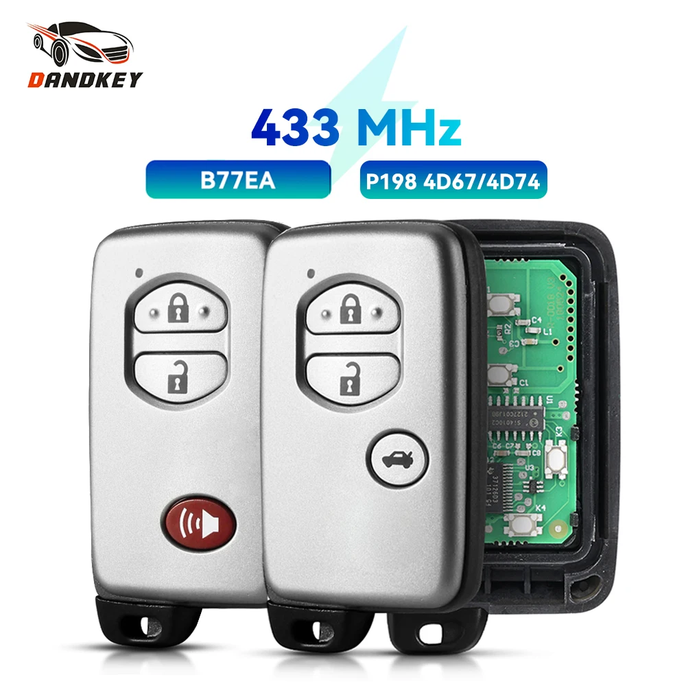 

KEYYOU Keyless Go Remote Smart Car Control Key B77EA 434Mhz For Toyota Land Cruiser Fob Chip:P1 98 4D-67/ 4D74