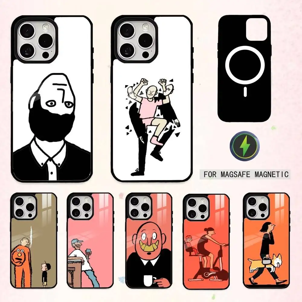 

Jean J-Jullien M-Minimalist Art Phone Case For iPhone17,16,15,14,13,12,11 Plus,Pro Max Magnetic For Magsafe Wireless Charging