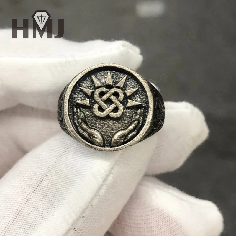 

Кольцо HMJ в винтажном стиле, стерлинговое серебро 925 пробы, семейный браслет на палец, ювелирные изделия, мужской подарок, оптовая продажа, высокое качество, гипоаллергенное