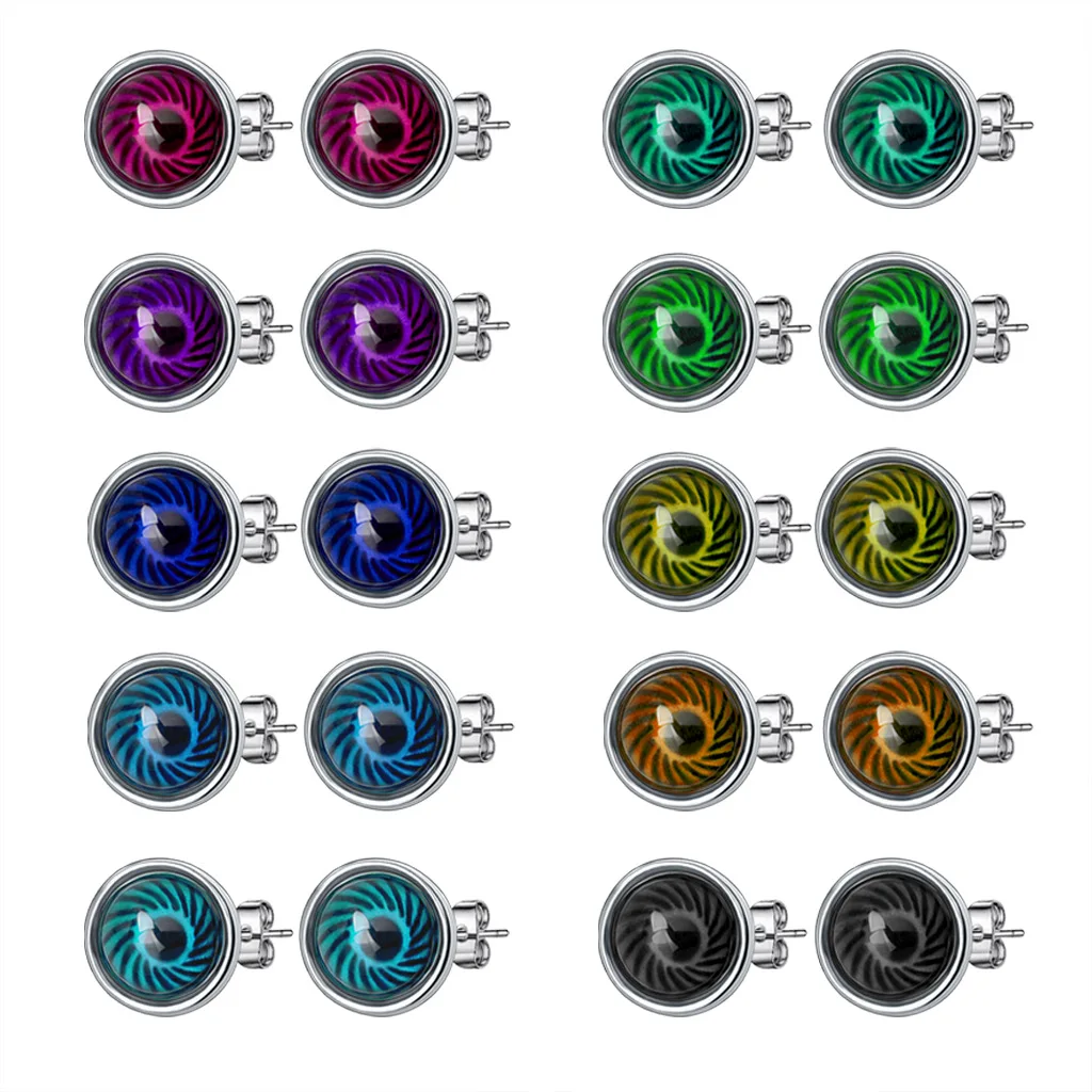 Fashionable Mood Earrings Eye Gem Stud Earrings Color Change Emotion Feeling Changeable Temperature Earrings For Birthday Gifts