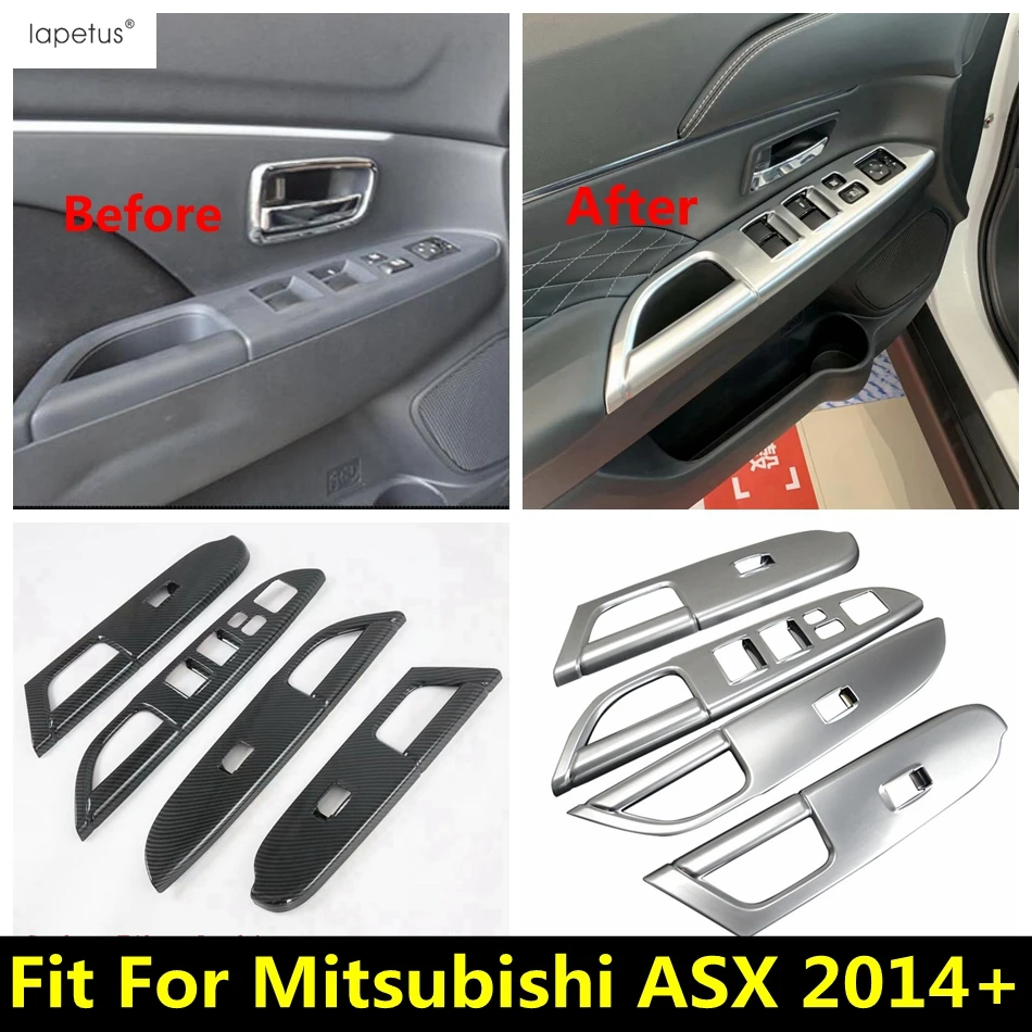 For Mitsubishi ASX 2014 - 2021 Door Armrest Window Lift Switch Button Panel Cover Trim Carbon Fiber / Matte Accessories Interior