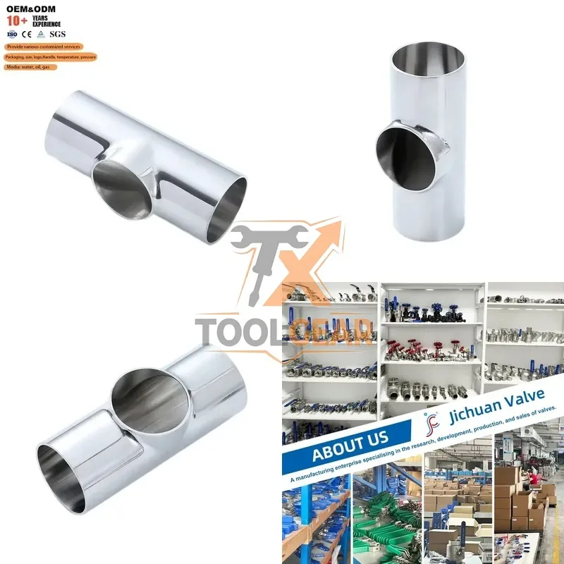 2026hotsale* Sanitary Stainless Steel 304 316 Welded Straight Flush Fittings Polished Tee Fittings for Food Beverage Dairy