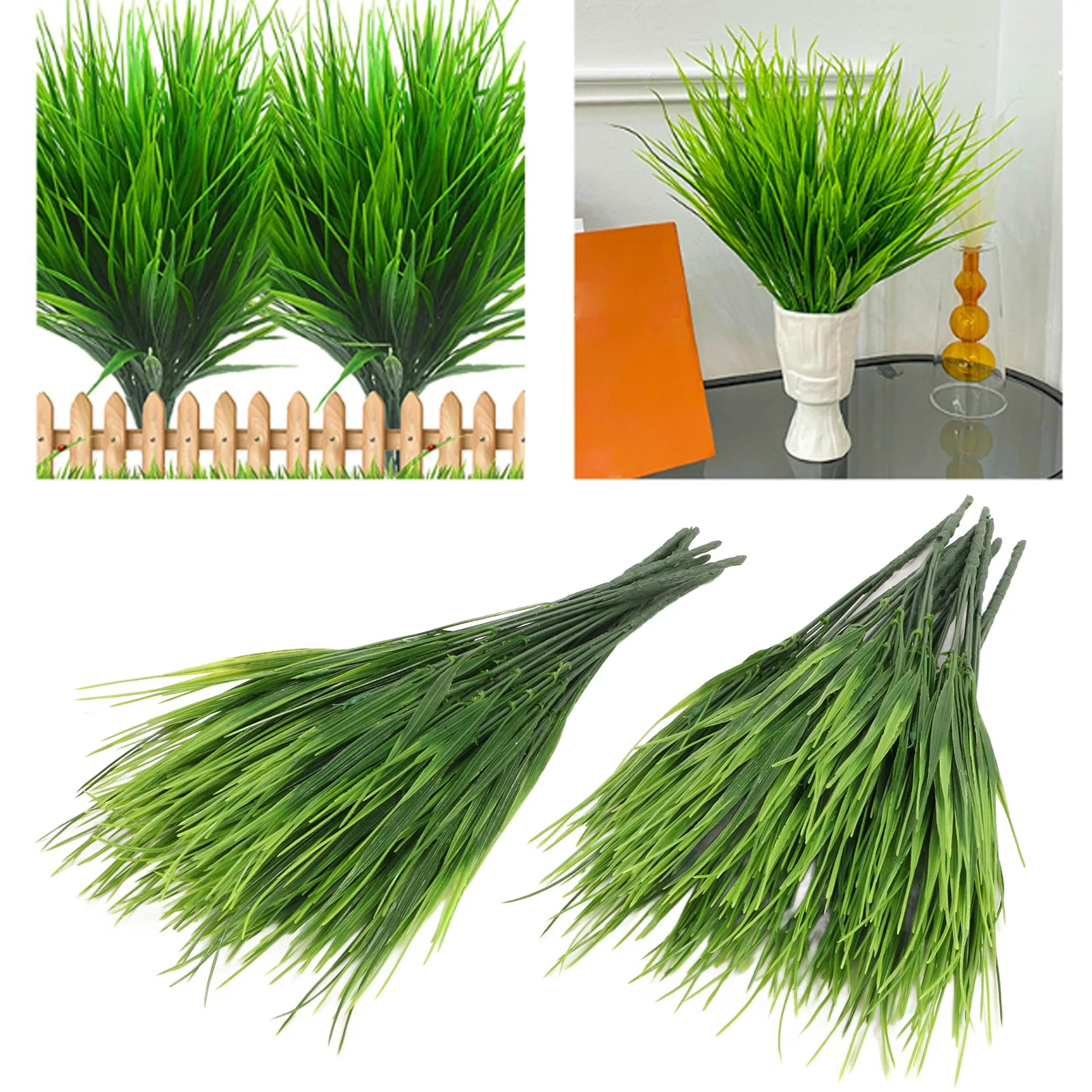 Artificial Plants Simulation Lifelike 20pcs 7-Fork Plastic Spring Grass Flower Arrangement Green Grass Home Garden Decor