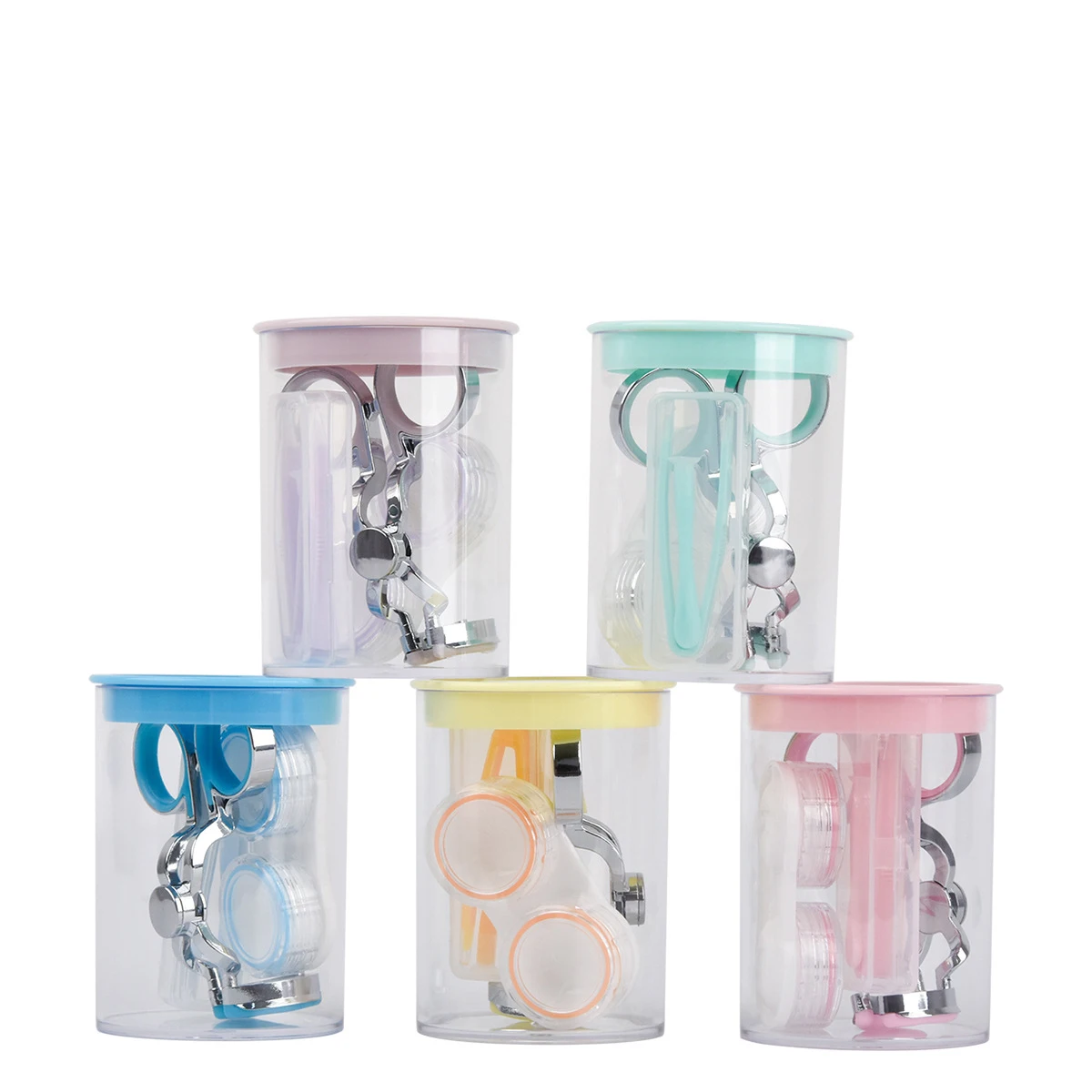 Color contact lens with auxiliary tools, contact lens eyelid stretcher, contact lens remove tweezers, novice contact lens eyelid