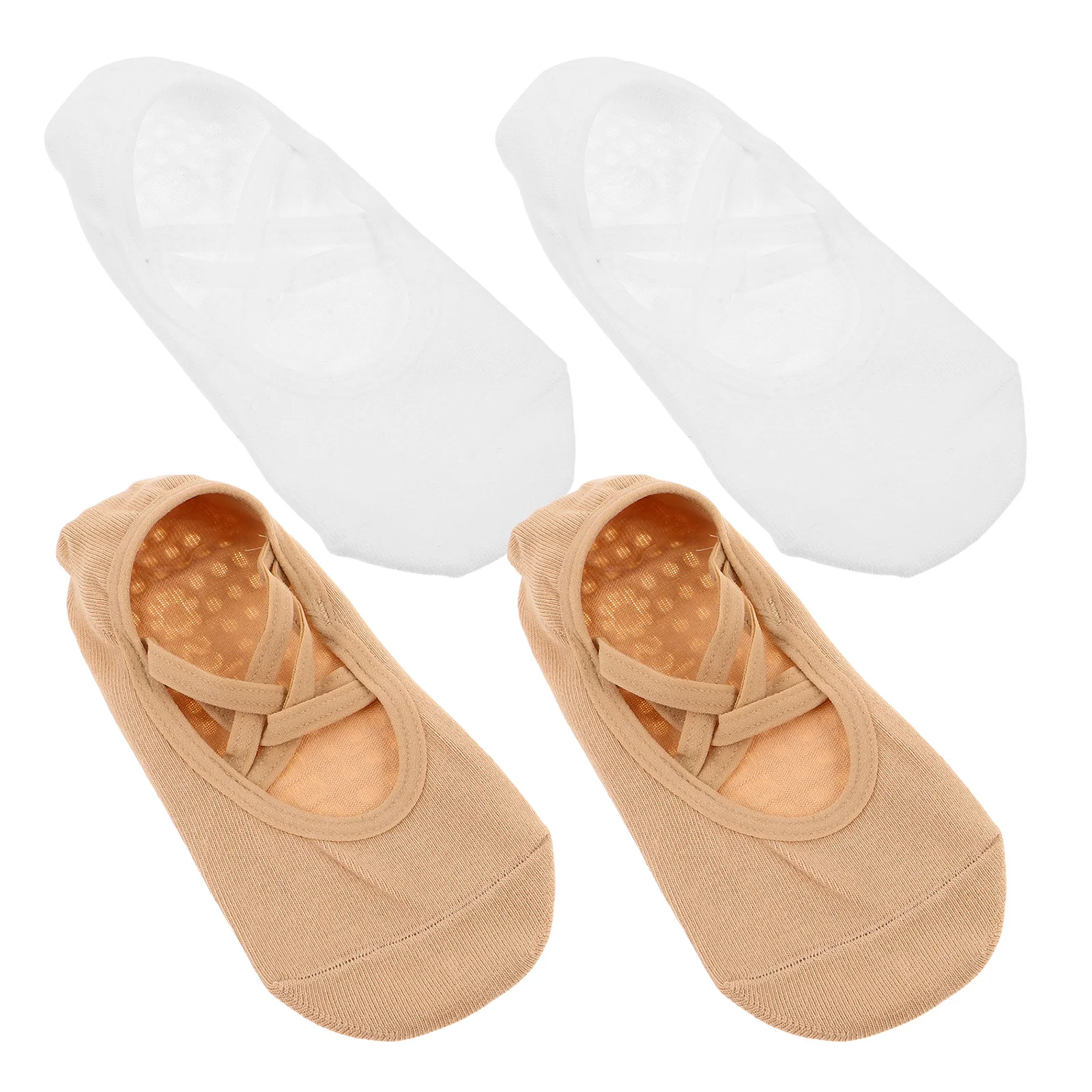 

2pcs Women Yoga Socks Thick Cotton Nonslip Grip Soles Ballet Straps Sweat Absorbent For Pilates Barre Dance Workout Fitness