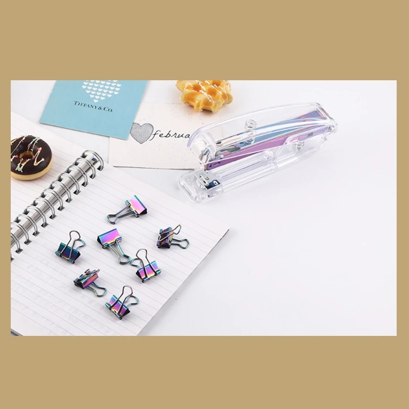 30 Pcs Metal Colorful File Clamp Kits Colorful Desktop Stapler High Capacity Large Commercial Stapler Binder Clip Sets