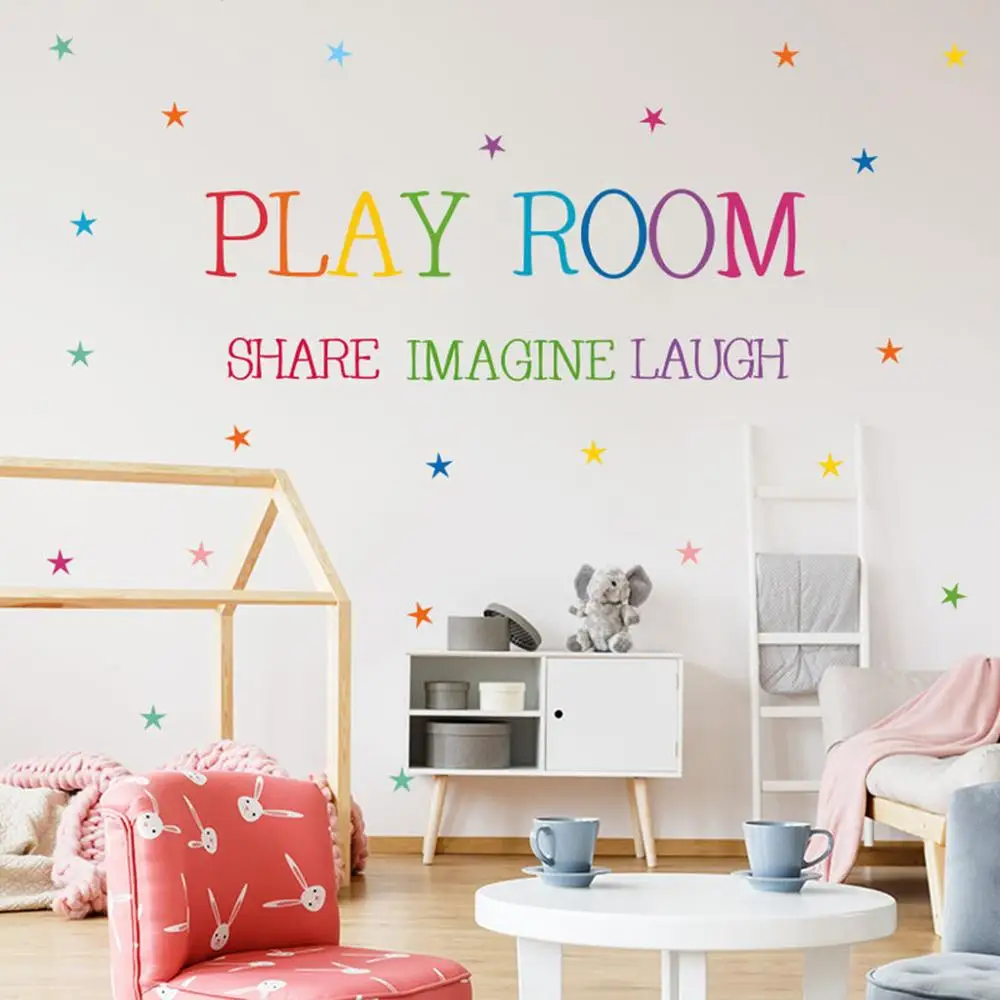 Creative Words Wall Stickers Play Room Color Text English Rumors Wall Sticker Glass Stickers Fpr Kids Room Decoration Door Decor