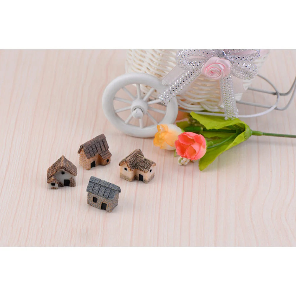 

6Pcs Resin Thatched Hut Miniature House Decor for Micro Garden Fairy Garden Landscaping Craft Bonsai Terrarium DIY Village Scene
