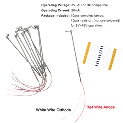 Evemodel 10pcs Z Scale 1:220 Street Lights Bright White LED Metal Silver Lamps with Resistors for 12V LD12ZWSi